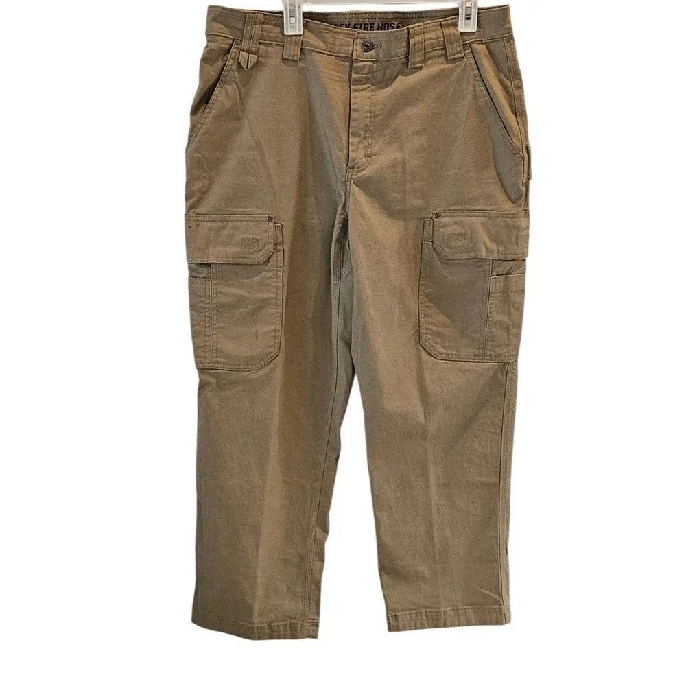Duluth Trading Co Flex Fire‎ Hose Cargo Pants Mens 38x30 Brown Workwear Utility